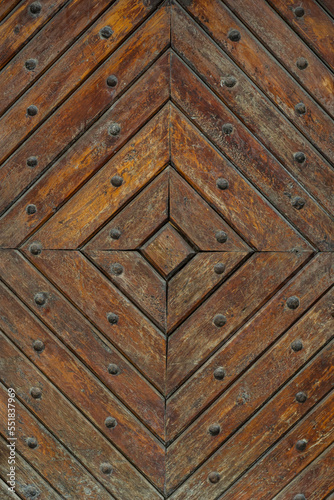 Beautiful antique wooden door, texture. Lviv Ukraine