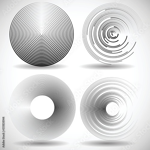 Lines in Circle Form . Spiral Vector Illustration .Technology round Logo . Design element . Abstract Geometric shape . Circular lines