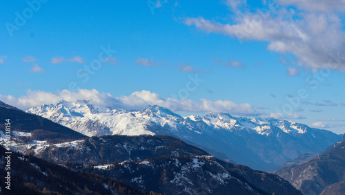  Alpes, Savoie, Maurienne - Fort du Télégraphe en hiver devant les montagnes enneigées