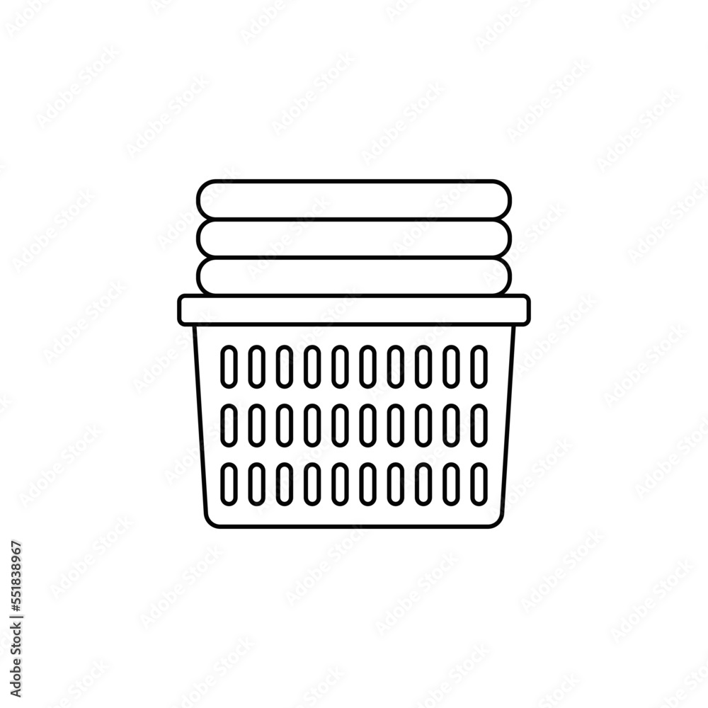 Basket clean cloth icon in line style icon, isolated on white background Basket clean cloth icon in line style icon, isolated on white background