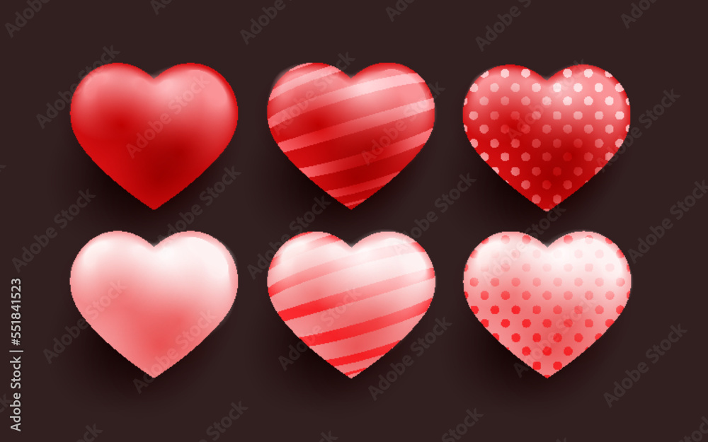 Set of Realistic Valentine Hearts Set of Realistic Valentine Hearts