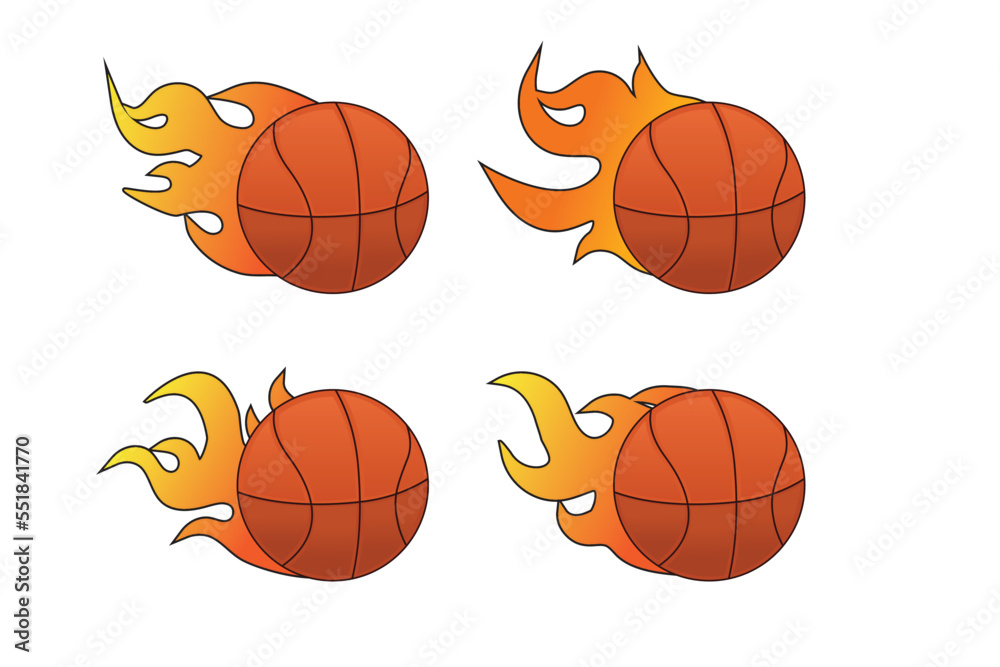 Basketball fire logo design vector flat isolated illustration