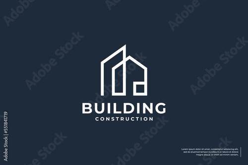 Creative building line art concept logo design