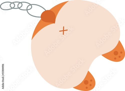 Cute pet buttocks accessory flat icon Key rings