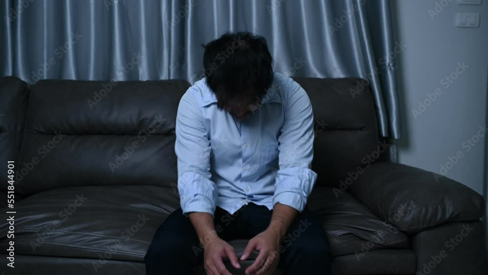 Asian handsome man stress from work overload,Tired male come back home after a lot of work from company,risk of depression Asian handsome man stress from work overload,Tired male come back home after a lot of work from company,risk of depression