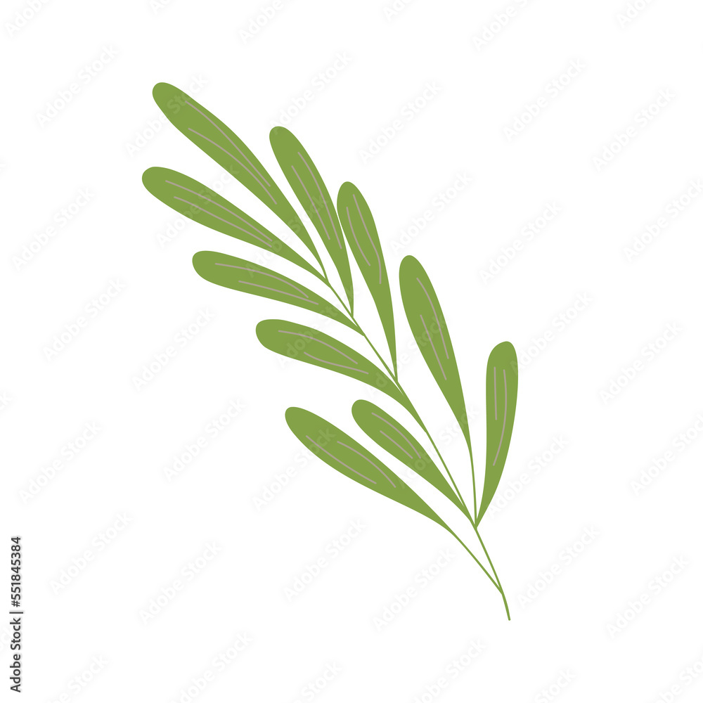Christmas plant, decorative branch with leaves for home decor, festive holiday arrangement, vector illustration for seasonal greeting card, invitation, banner