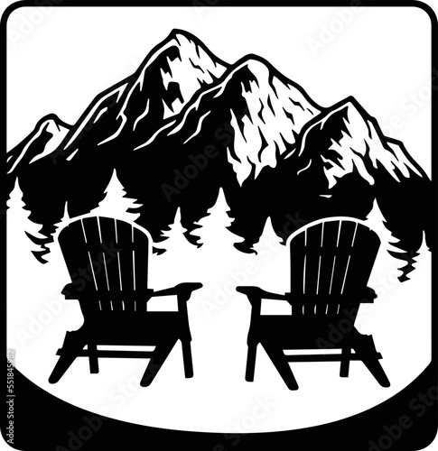 Adirondack chairs on mountain Vector photo