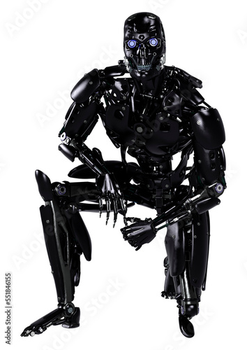 3D Rendering Male Robot on White © photosvac