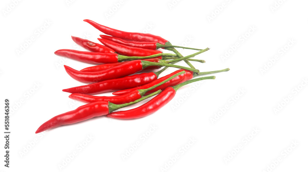 Isolated red ripe chili on white background soft and selective focus