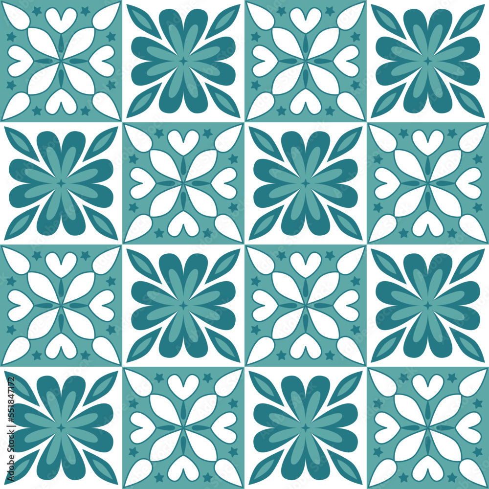 Fototapeta premium Square Mosaic for Ceramic Tile Design Emerald Green Color, Vector Illustration
