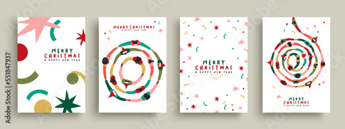 Merry christmas diverse people group round holding hands card set