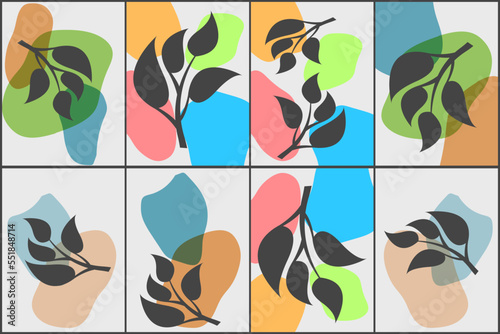 Minimal art. Plant artistic. Boho floral hand drawn vector background with abstract plant.