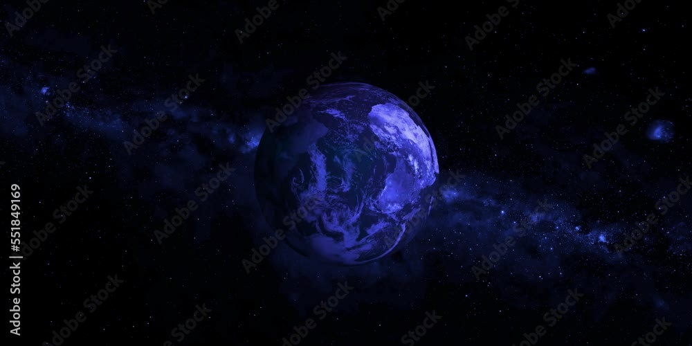 realistic animated 3d rotation earth glob space with star and galaxy motion background