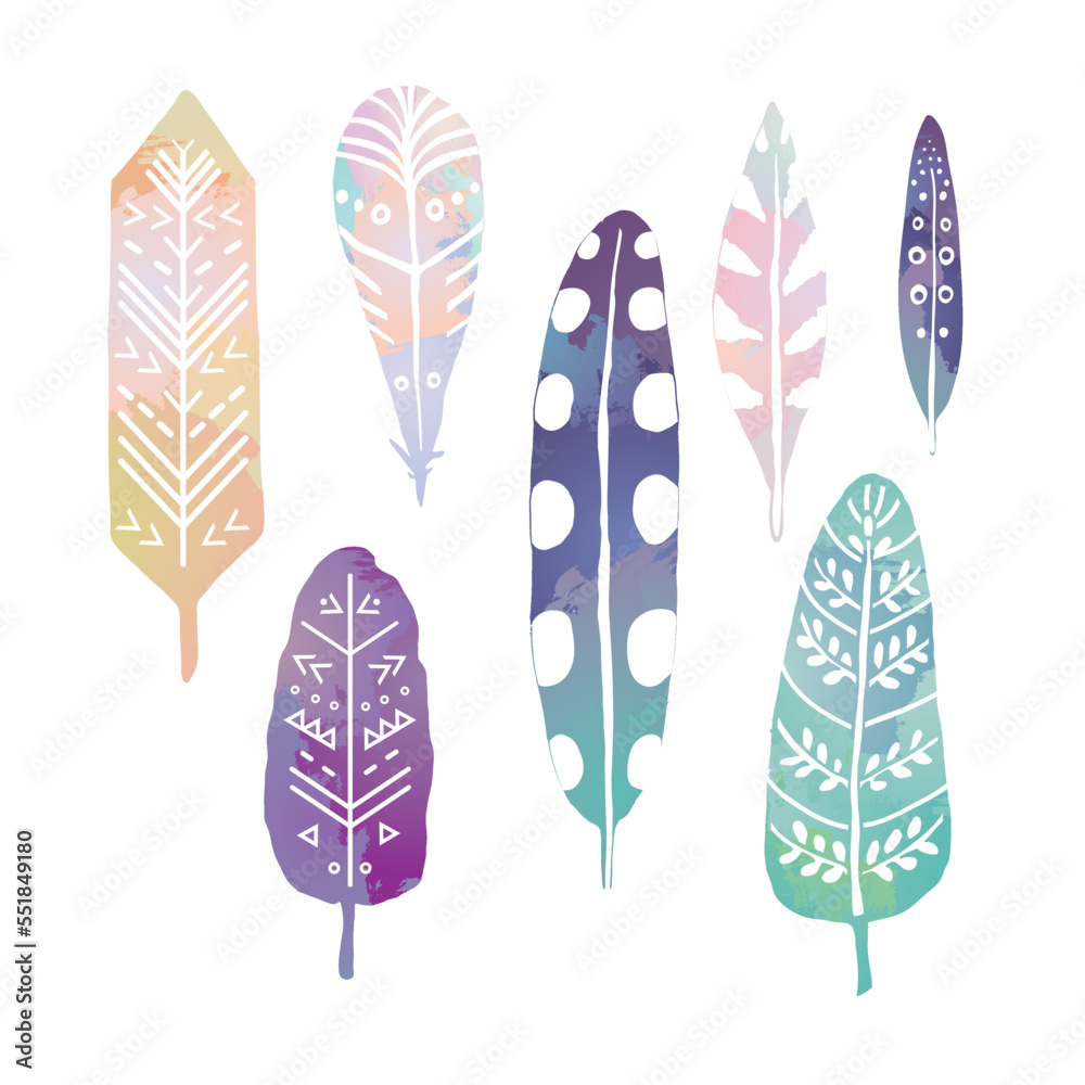 Feathers doodle vector illustrations set. Feathers doodle vector illustrations set.