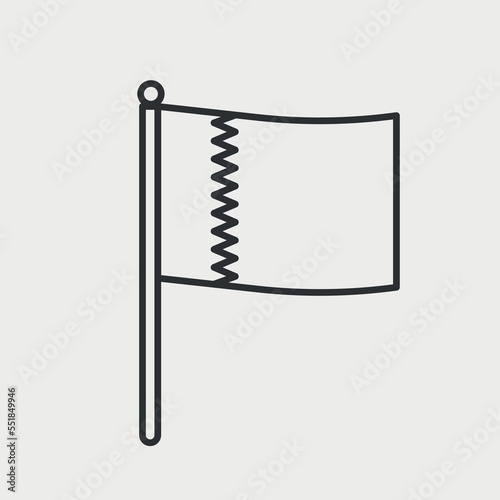 Flag Qatar on flagpole line icon. Vector illustration