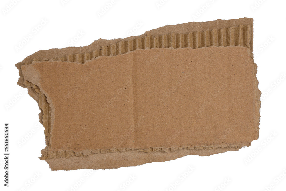 Textured cardboard with torn edges isolated on white