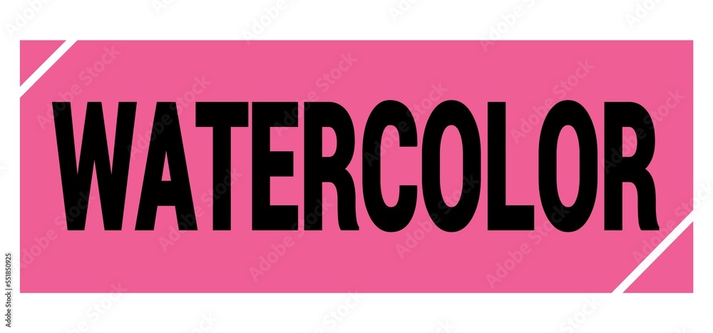 WATERCOLOR text on pink-black grungy stamp sign. WATERCOLOR text on pink-black grungy stamp sign.