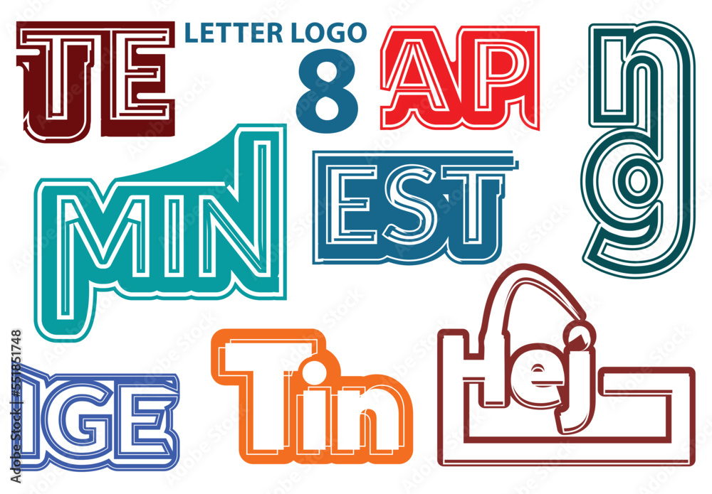 Fototapeta premium Creative letter logo and icon design template sets