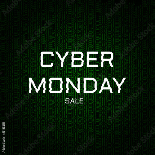 Cyber monday sale event background in matrix design. Cyber Monday sale banner template for business promotion vector illustration