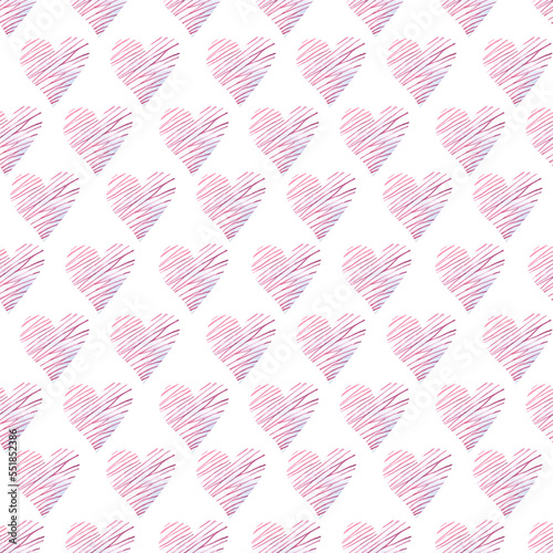 Seamless watercolor pattern. Texture background  Valentine s Day  hearts.