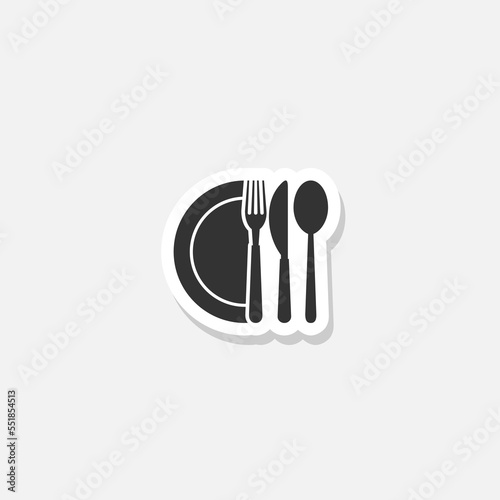 Cutlery icon sticker isolated on white