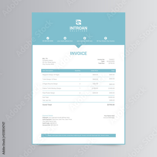 Clean and Modern Invoice Template Design