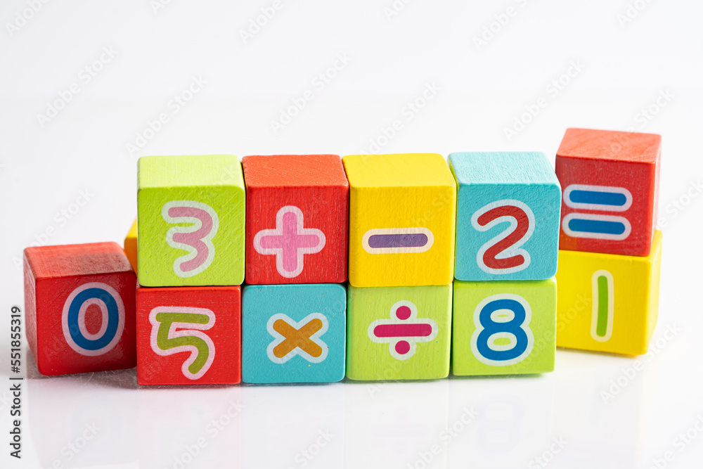 Math number colorful on white background, education study mathematics learning teach concept. Math number colorful on white background, education study mathematics learning teach concept.