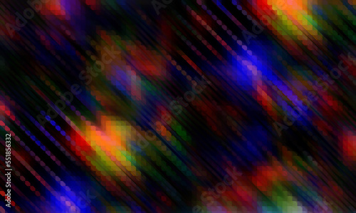 Fast-moving digital colors in blurry stripes, diagonal orientation, with dark colorful shades of green, blue, gold, and purple. Movement, speedy color gradient, abstract background artwork wallpaper.