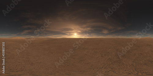 sunset in the desert 360 HDRI. environment, panorama, 3d rendering 01 
