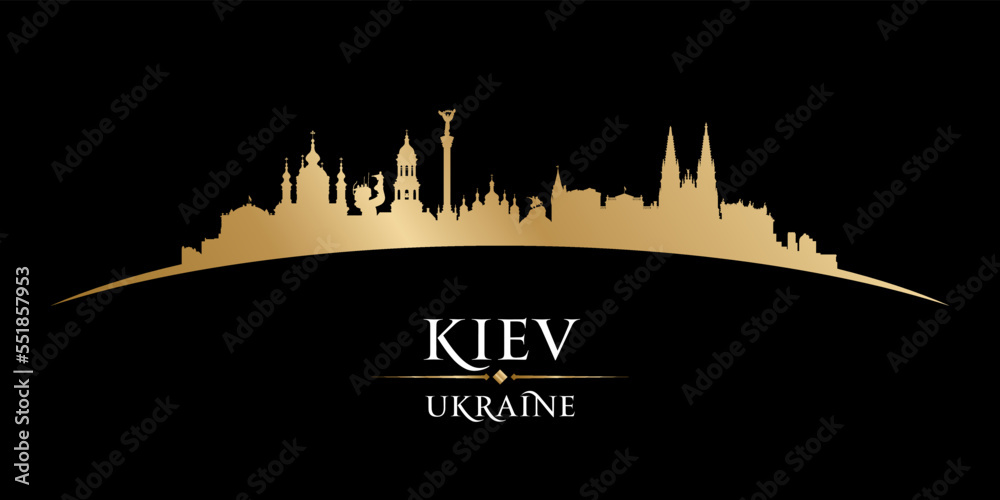Kiev Ukraine city silhouette black background