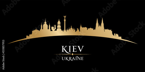 Kiev Ukraine city silhouette black background