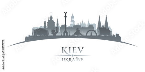 Kiev Ukraine city silhouette white background