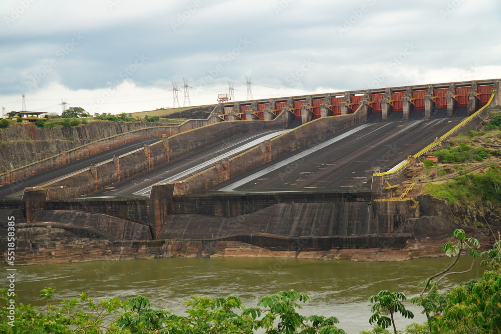 Hydroelectric Power Dam of Itaipu, biggest hydroelectric energy production of the world. Foz do Iguacu, Brazil.