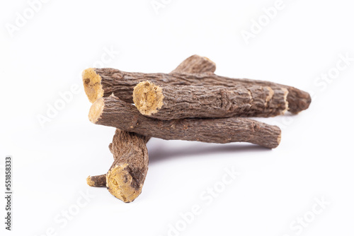 Roots licorice isolated on the white background