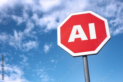 Stop Artificial Intelligence (AI) traffic sign as it threatens jobs photo