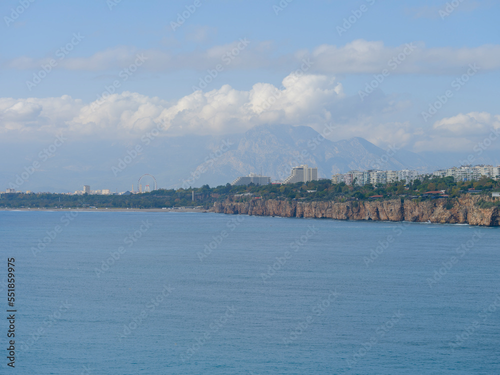 cloudy sky and coastal city view