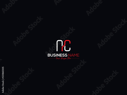 Minimal Slime NC Letter Logo, Typographic Nc cn Logo Letter Vector Icon