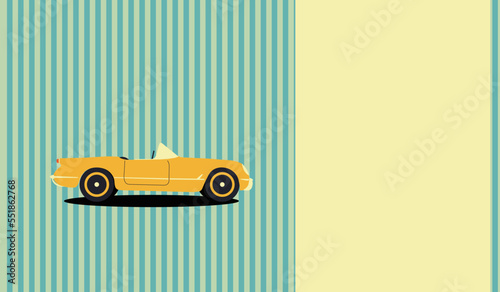 Retro style business card in vintage style. Vintage vector ornament template. Vintage retro . Silhouette taxi car retro in blue and yellow colors