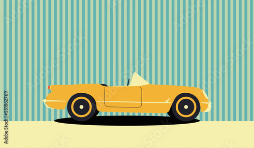 Retro style business card in vintage style. Vintage vector ornament template. Vintage retro . Silhouette taxi car retro in blue and yellow colors