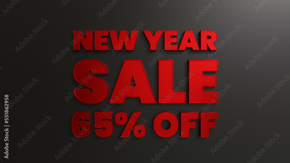 Fototapeta premium Red New Year Sale 65 Percent Off