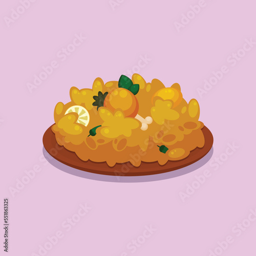 Biryani Iran North India Food. Design with cartoon style.