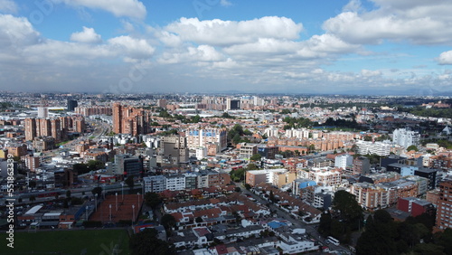 panoramic view of bogota with its streets and transportation