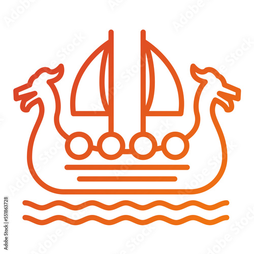 Viking Ship Icon Style