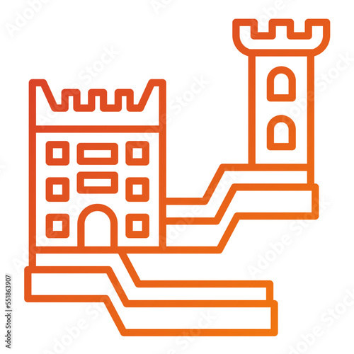 Great Wall of China Icon Style