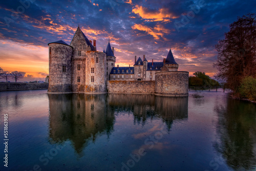 Famous medieval castle Sully sur Loire, Loire valley, France. photo