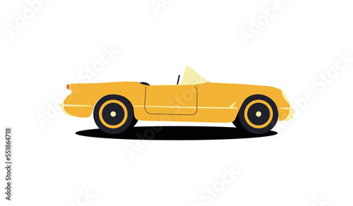 Yellow chevrolet car in retro style on white background. Vintage retro. Vintage vector illustration.