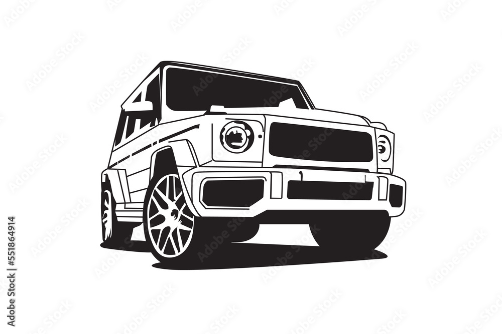 Car silhouette outline illustration black and white style Car silhouette outline illustration black and white style
