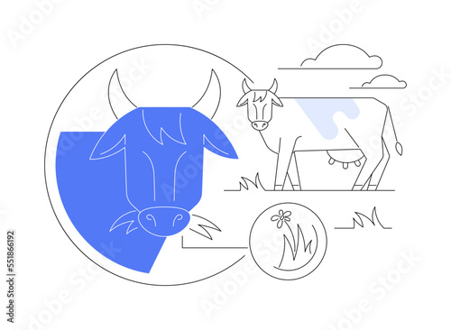 Grass fed beef abstract concept vector illustration.