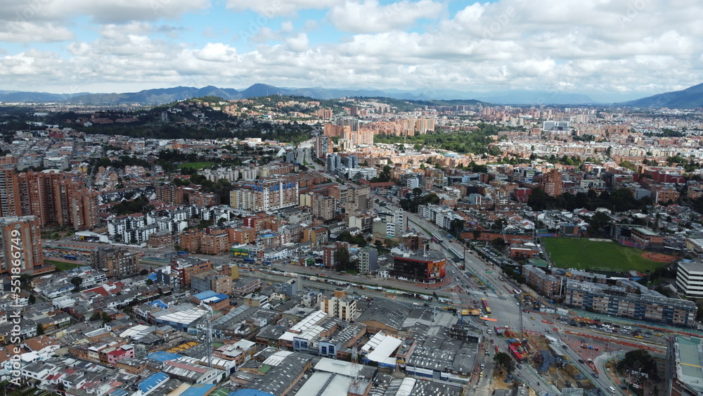 panoramic view of bogota with its streets and transportation bogota 
