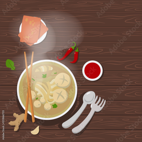 bakso illustration vector flat style design